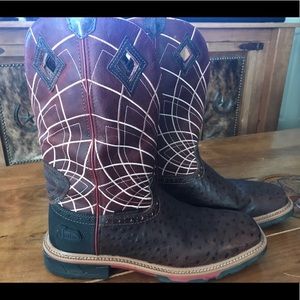 Justin Ostrich print Waterproof work boots